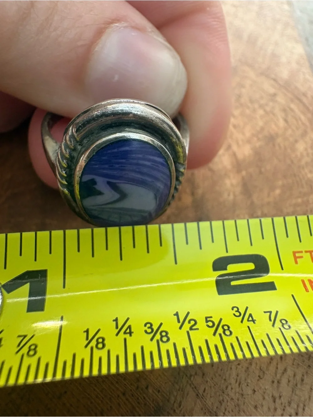 Vintage Sterling Silver Ring with Purple Stone - Size 7.5